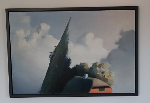 Poul Ancher Bech; Huset fra Børglund 
Originalt signeret maleri. Olie på lærred. 66 x 98 cm
